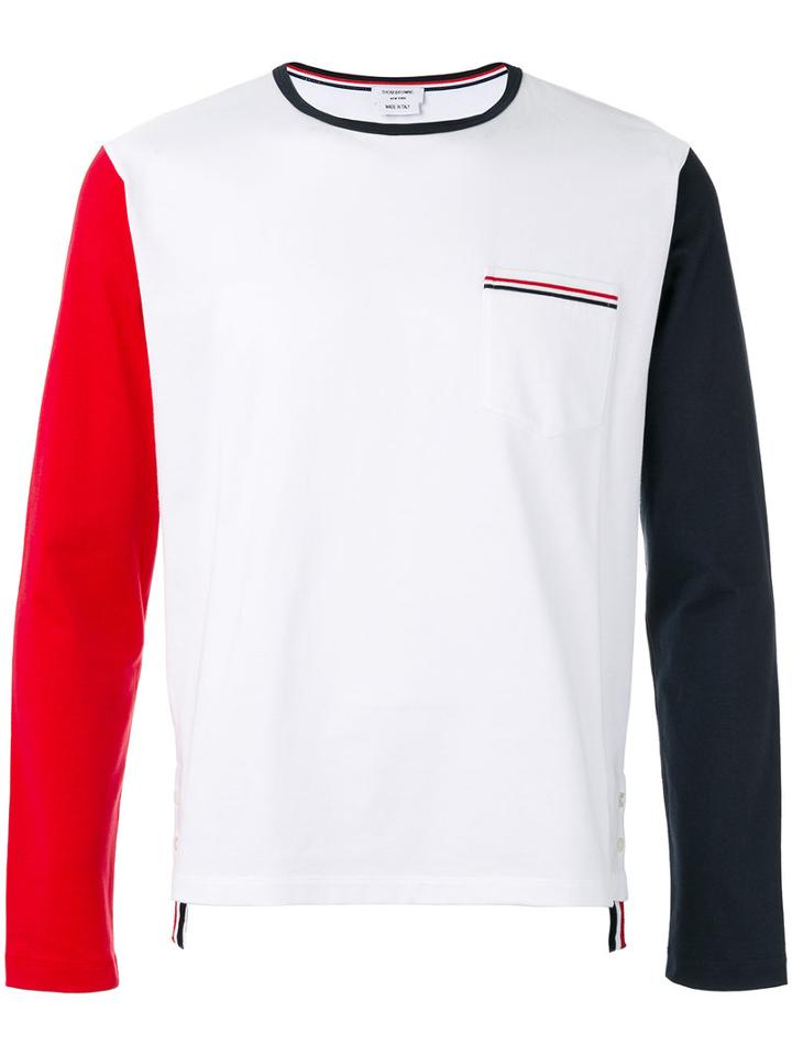 Thom Browne Colour Block T-shirt, Men's, Size: 4, Red, Cotton