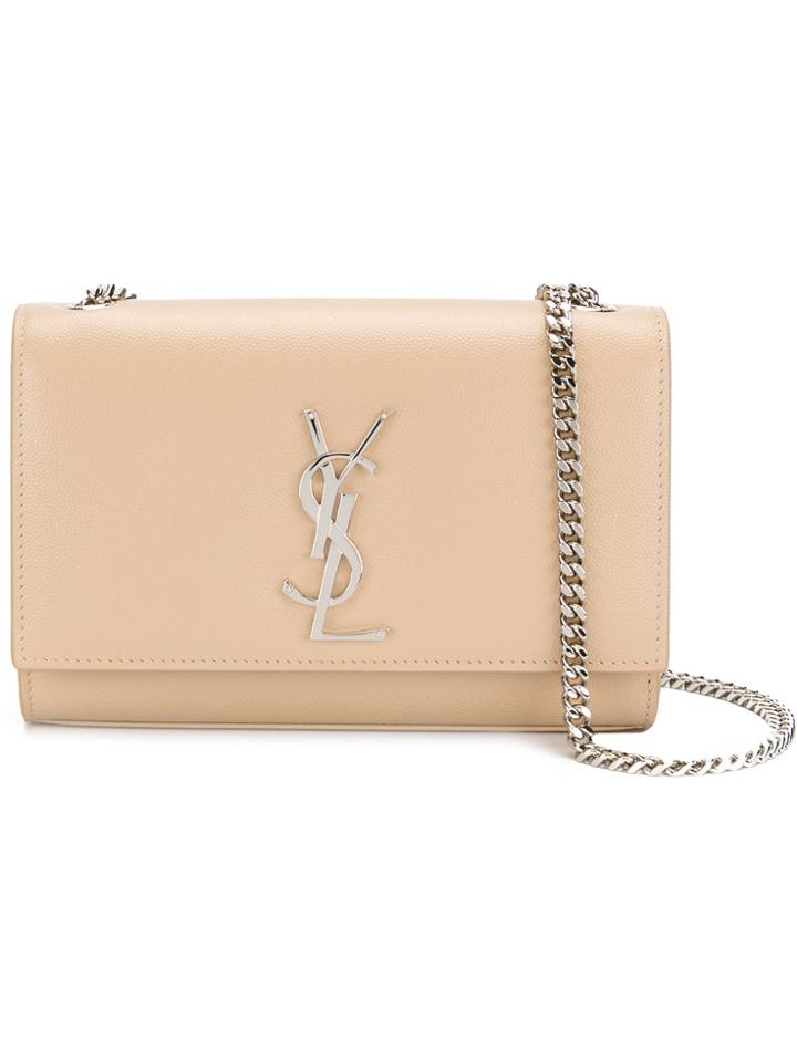Saint Laurent Kate Chain Wallet - Nude & Neutrals