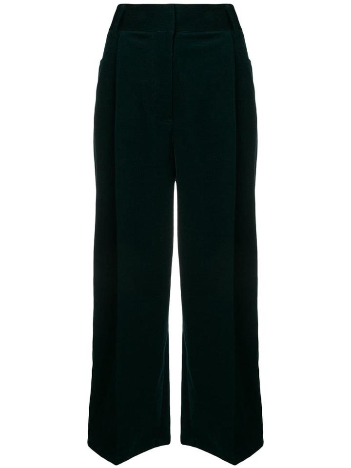 Brag-wette Corduroy Wide Leg Trousers - Green