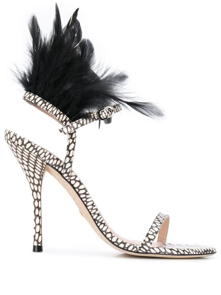 Stuart Weitzman King Cobra Feather Sandals - Black