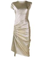 Paco Rabanne Metallic Ruched Asymmetric Dress - Gold