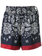 Moncler - Paisley Print Shorts - Women - Silk - 44, Blue, Silk
