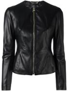 Philipp Plein Fitted Leather Jacket - Black