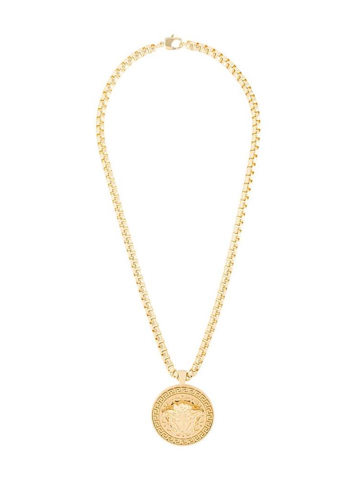 Versace Greca Medusa Pendant, Men's, Metallic