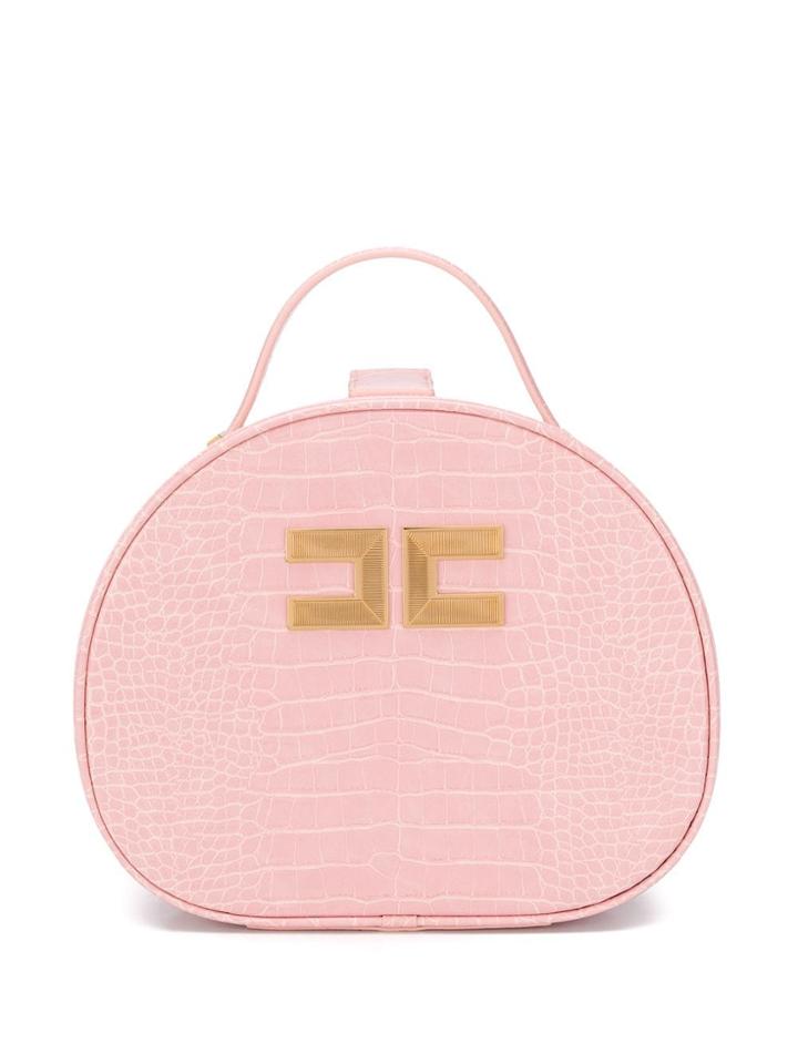 Elisabetta Franchi Croc Embossed Tote Bag - Pink