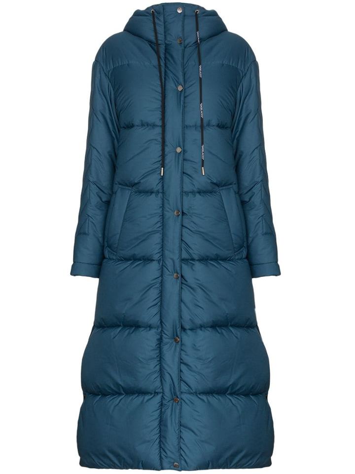 Off-white Long Logo Puffer Jacket - Blue