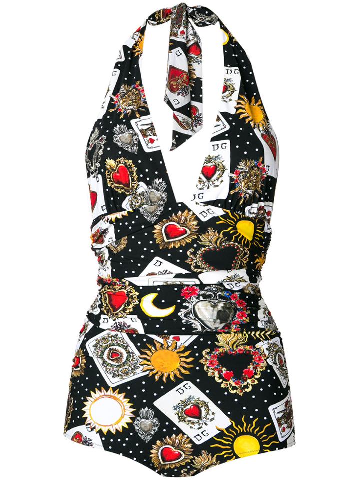 Dolce & Gabbana Playing Cards Swimsuit - Black