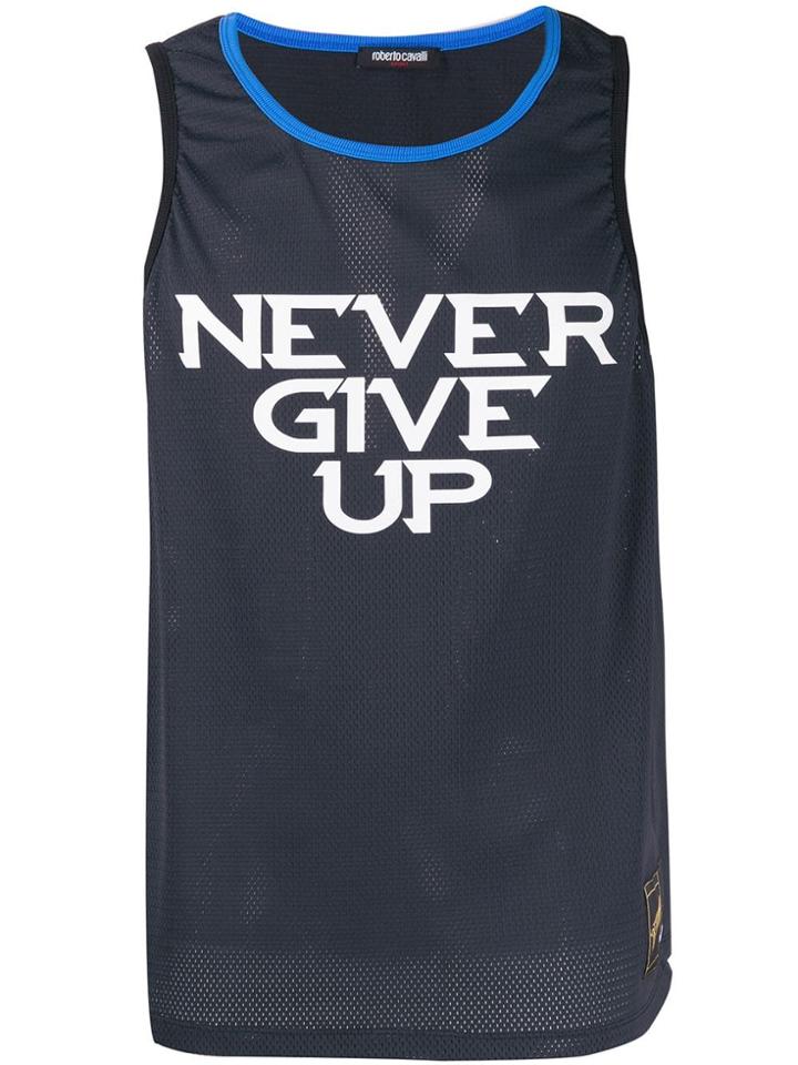 Roberto Cavalli Never Give Up Mesh Tank Top - Blue