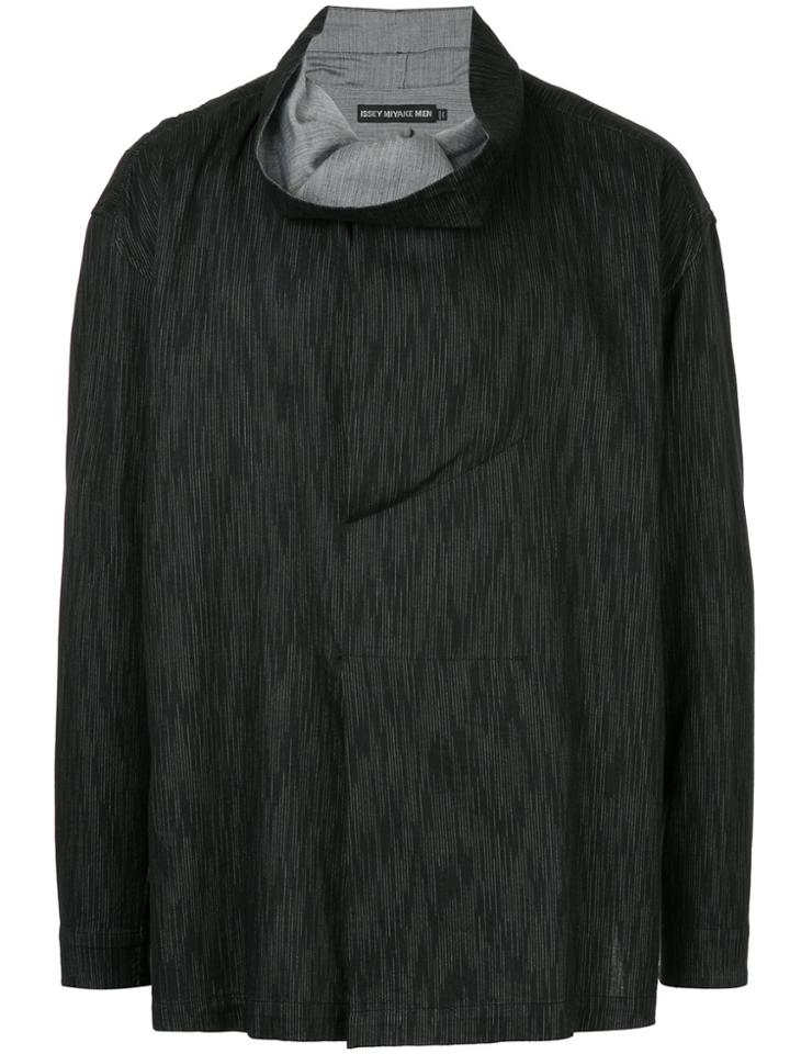 Issey Miyake Men Cowl Neck Shirt - Black