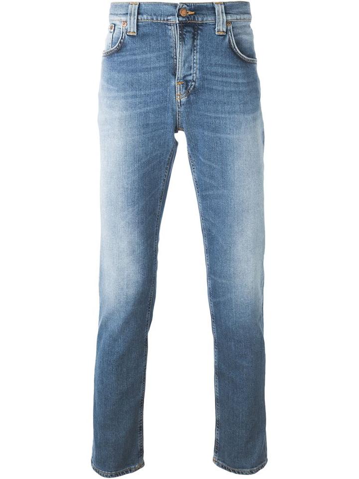 Nudie Jeans Co 'salty Stone' Stretch Fabric Straight Leg Jeans, Men's, Size: 33/34, Blue, Cotton/spandex/elastane