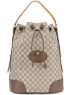 Gucci Gg Supreme Drawstring Backpack - Brown