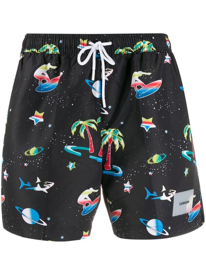 Calvin Klein All-over Print Swim Shorts - Black