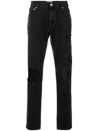 Msgm Distressed Slim-fit Jeans - Black