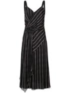 Jason Wu Grey Striped Flared Midi Dress - Black