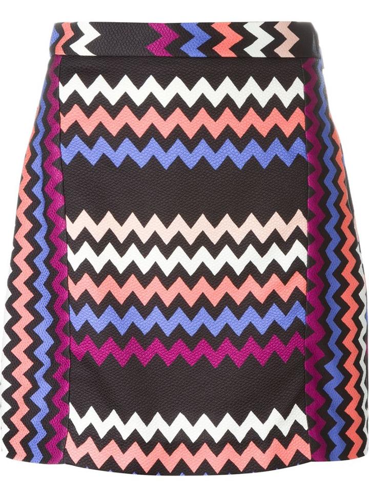 Msgm Zig Zag Print Skirt, Women's, Size: 42, Viscose/cotton