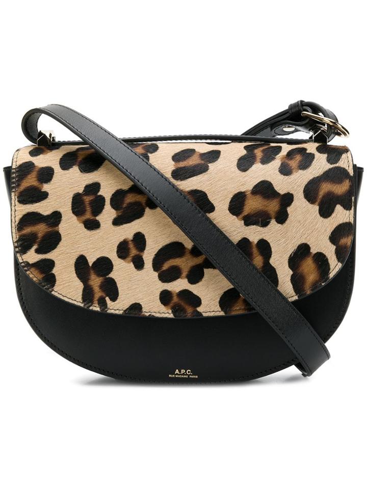 A.p.c. Leopard Print Shoulder Bag - Black