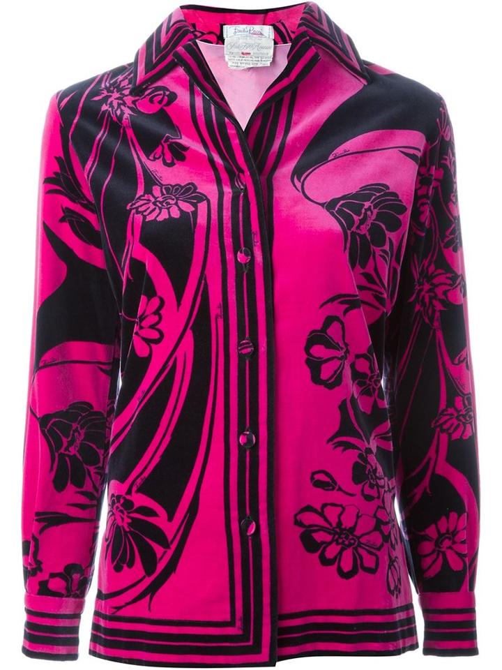 Emilio Pucci Vintage Flower Print Velvet Jacket, Women's, Pink/purple