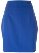 Versace Collection Straight Mini Skirt, Women's, Size: 44, Blue, Polyester/spandex/elastane/viscose
