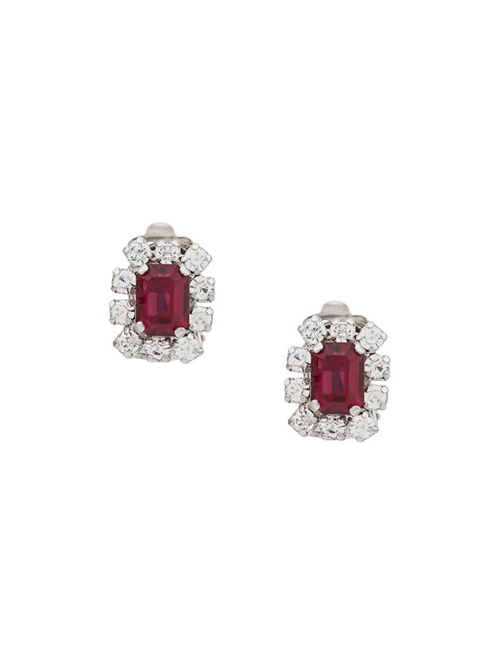 Christian Dior X Susan Caplan 1978 Rhinestone Clip On Earrings -