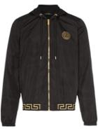 Versace Greek Key-trimmed Hooded Jacket - Black
