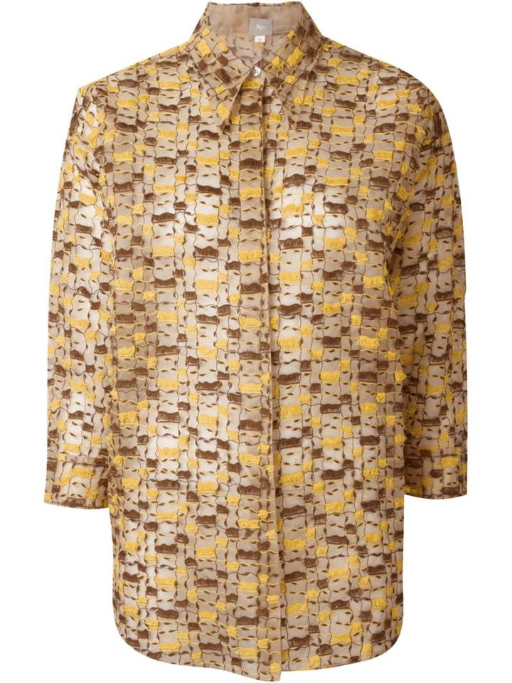 Jupe By Jackie Sheer Embroidered Shirt, Women's, Size: 2, Nude/neutrals, Silk