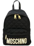 Moschino Small Quilted Backpack, Black, Nylon/acrylic