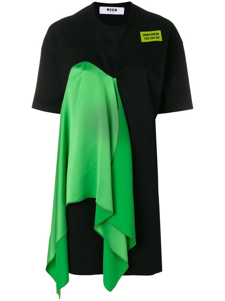 Msgm Draped Detail T-shirt Dress - Black