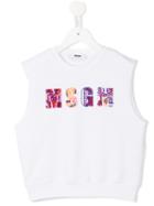 Msgm Kids Beaded Logo Tank Top, Toddler Girl's, Size: 4 Yrs, White