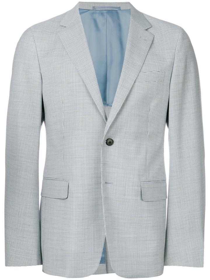 Prada Check Print Blazer - Blue