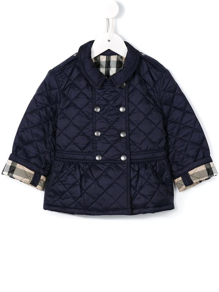 Burberry Kids - Quilted Peplum Hem Coat - Kids - Nylon/polyester - 6 Mth, Blue
