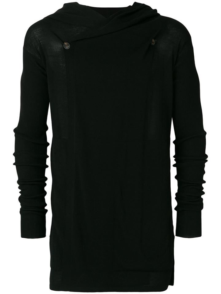 Rick Owens Long Knitted Hoodie - Black
