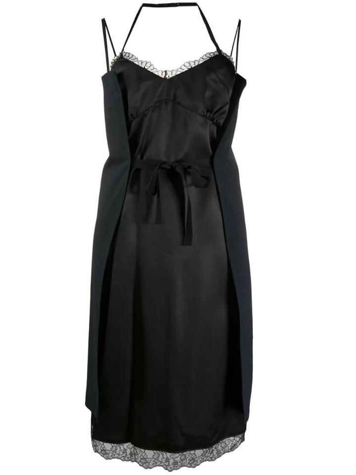 Mm6 Maison Margiela Wrap Tie Slip Dress - Black