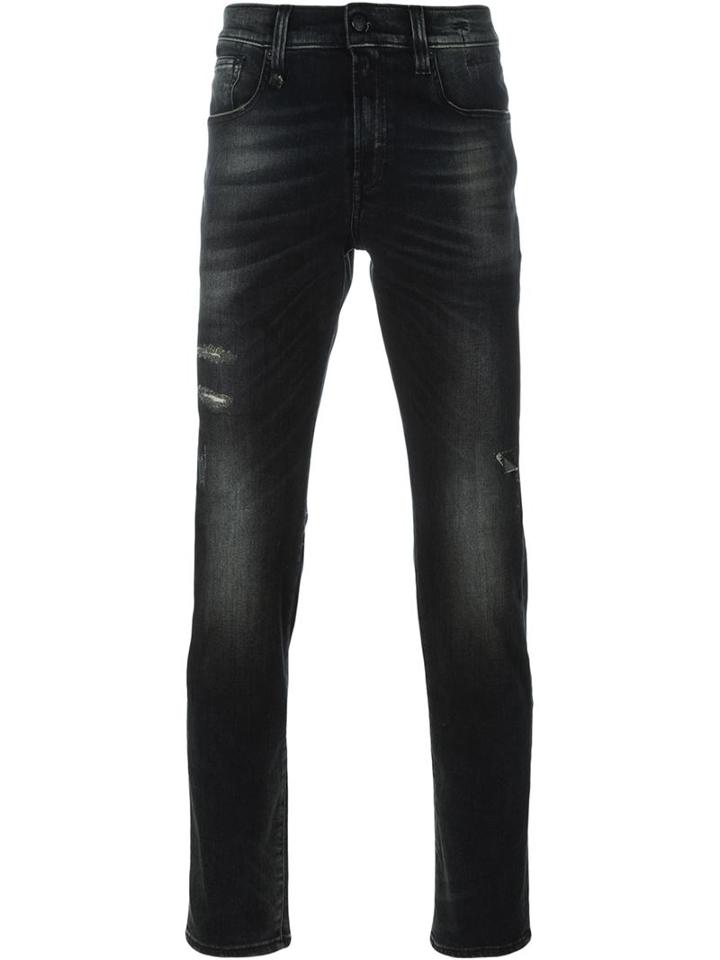R13 - Slim Fit Jeans - Men - Cotton/calf Leather/polyester/spandex/elastane - 34, Black, Cotton/calf Leather/polyester/spandex/elastane