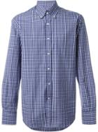 Canali Plaid Button Down Shirt, Men's, Size: Large, Blue, Cotton