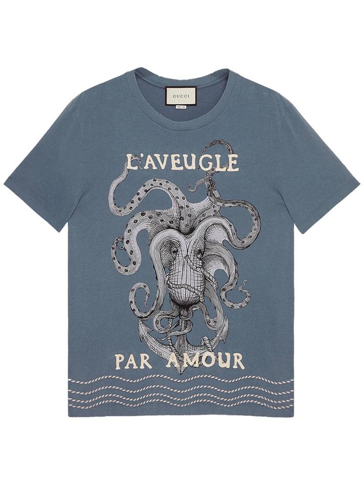 Gucci - Cotton T-shirt With Appliqués - Men - Cotton - M, Blue, Cotton
