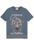 Gucci - Cotton T-shirt With Appliqués - Men - Cotton - M, Blue, Cotton