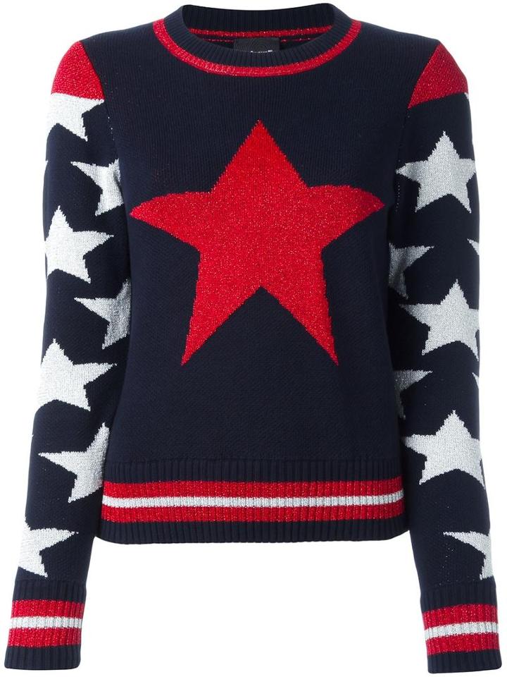 Just Cavalli Star Intarsia Jumper, Women's, Size: Xs, Blue, Cotton/viscose/polyamide/polyester