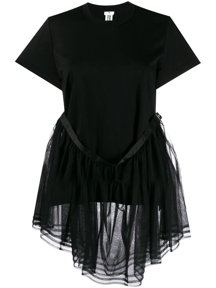 Comme Des Garçons Noir Kei Ninomiya Tulle Peplum T-shirt - Black