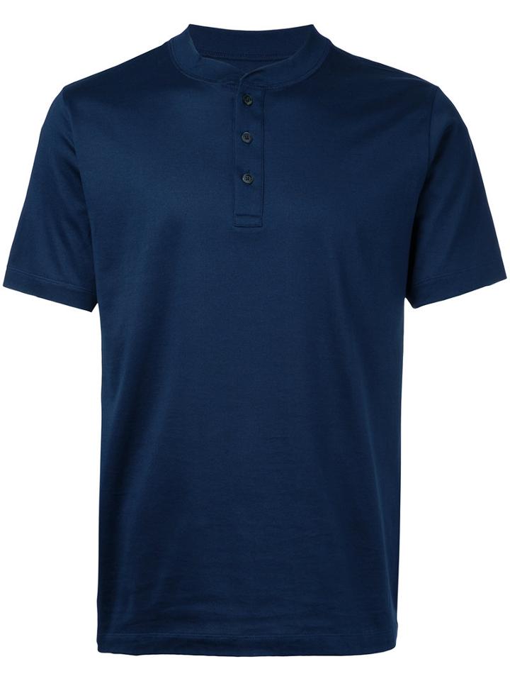 Estnation Buttoned T-shirt, Men's, Size: Large, Blue, Cotton