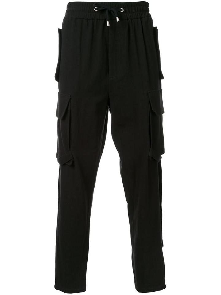 Cy Choi Elasticated Waistband Drop-crotch Trousers, Men's, Size: 50, Black, Cotton