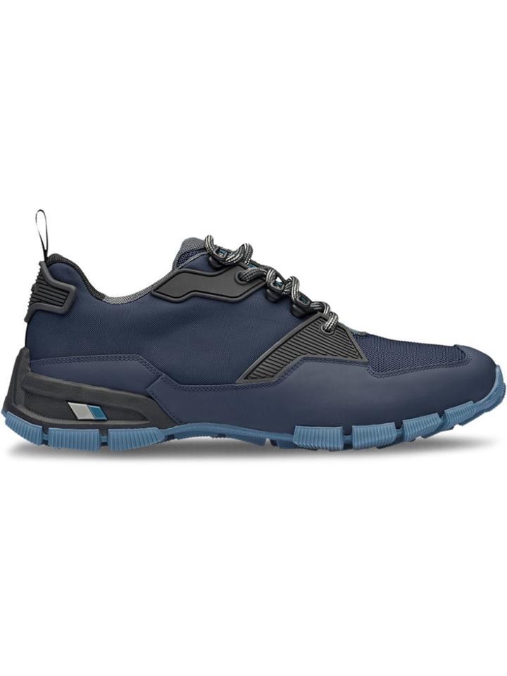 Prada Fabric And Leather Crossection Sneakers - Blue