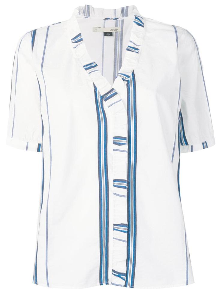 Cotélac V Neck Striped Top - White