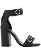 Senso Block Heeled Eyelet Sandals - Black