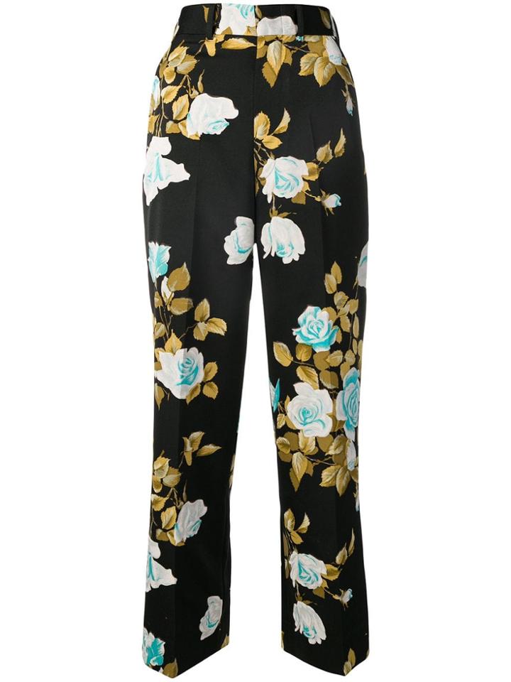 Junya Watanabe Floral Palazzo Trousers - Black