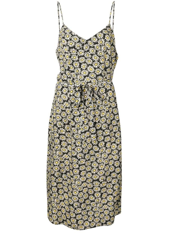 Hvn Daisy Print Wrap-around Dress - Black