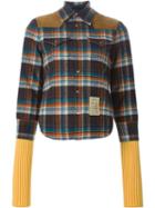 Dsquared2 Tartan Print Shirt Jacket, Women's, Size: 40, Yellow, Cotton/calf Leather/polyamide/wool