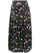 Christopher Kane Ditsy Pansy Printed Skirt, Women's, Size: 42, Black, Viscose/acetate/silk