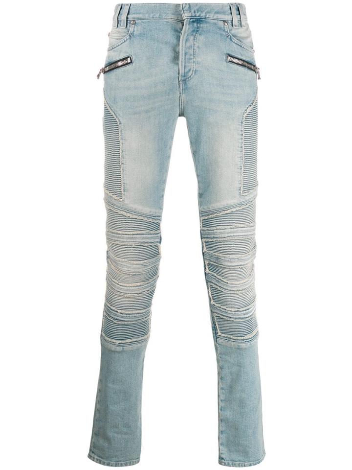 Balmain Skinny-leg Biker Jeans - Blue