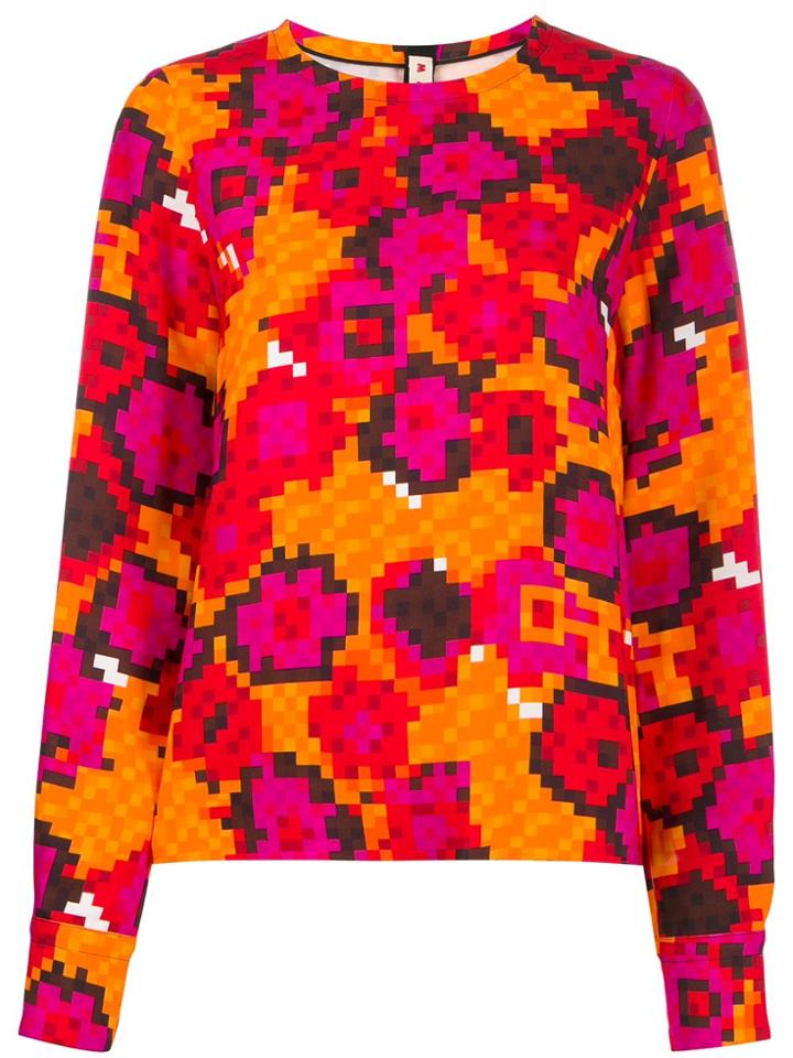 Marni Pixelated Print Crew Neck Sweater - Orange