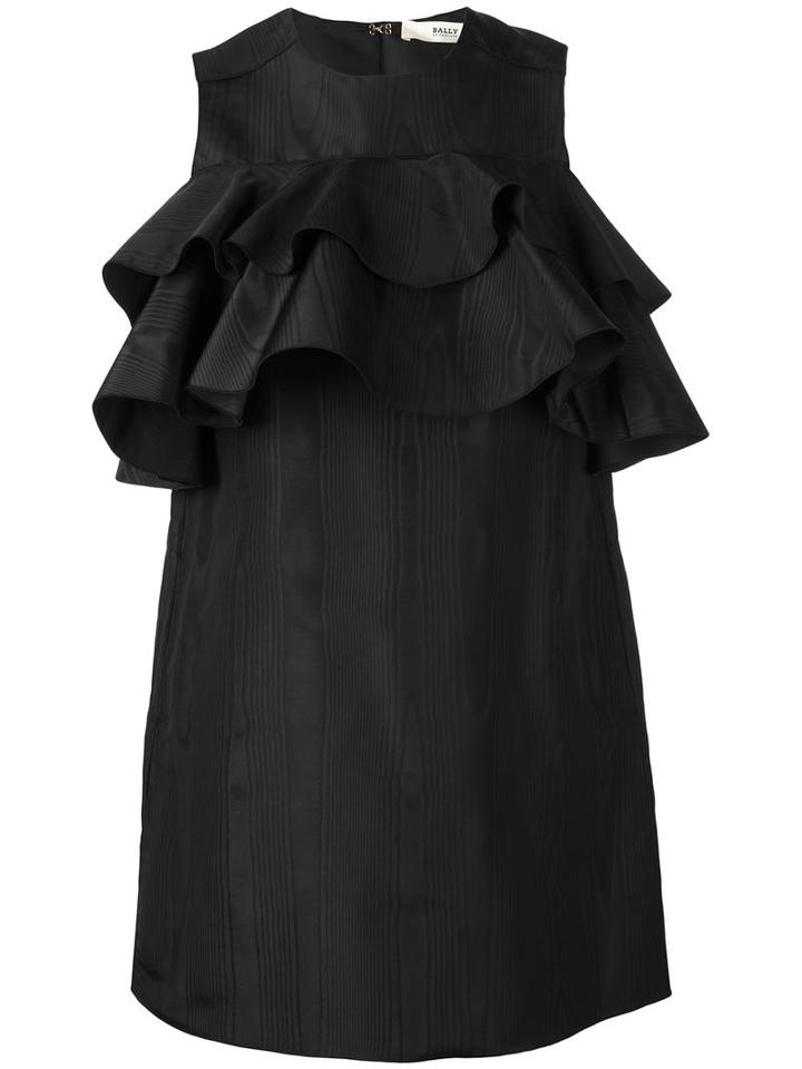 Bally Ruffled Mini Dress, Women's, Size: 40, Black, Silk